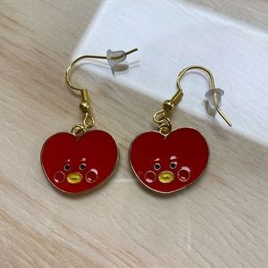 BT21 Tata earrings 925 stamped gold and red